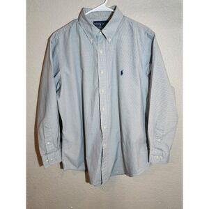 Ralph Lauren Men's Dress Shirt Blue Plaid Neck 17 Sleeve 32/33 Button Down